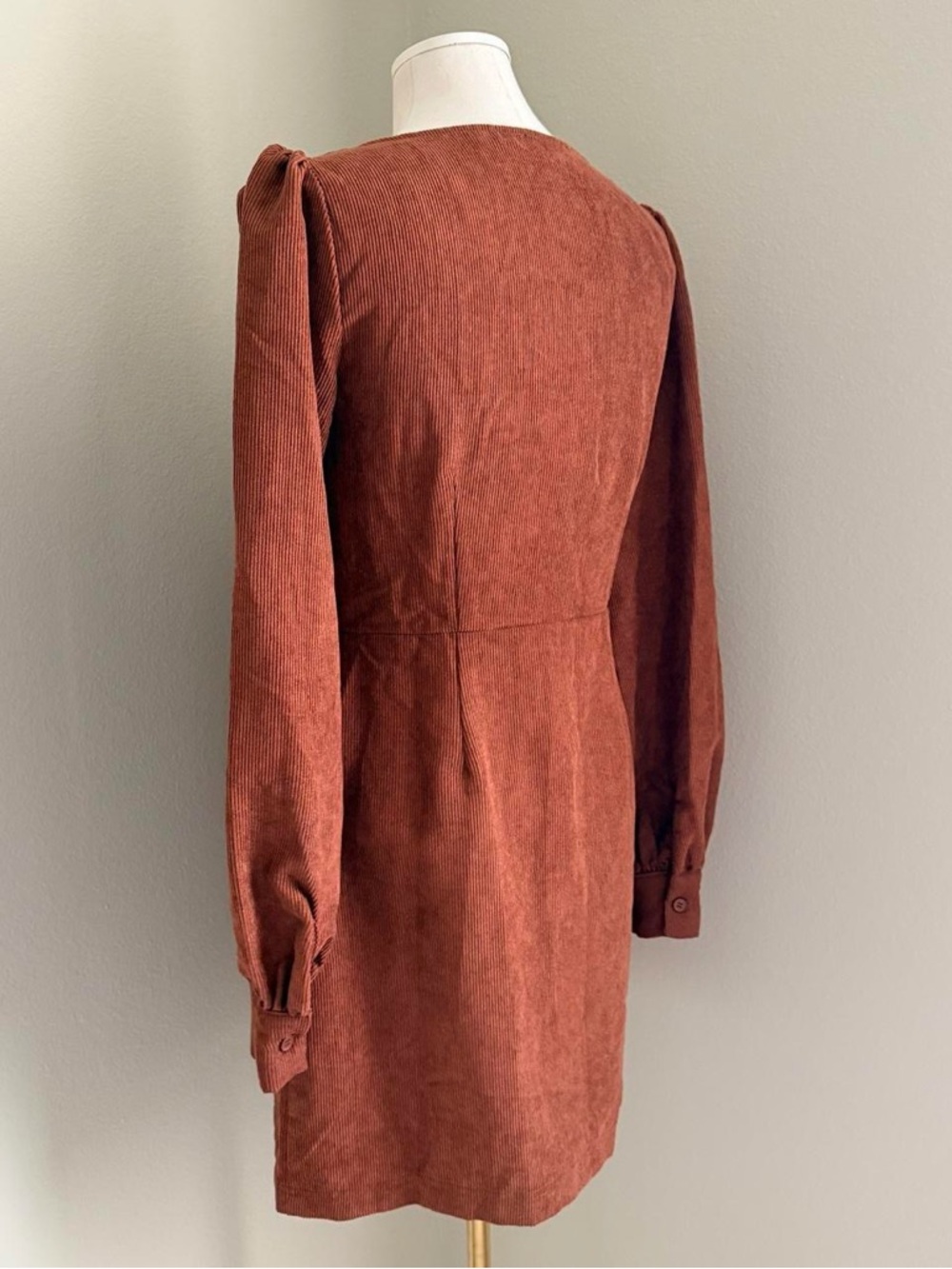 Lulus Brick Orange Corduroy Button-Front Mini Dress - Picture 5 of 8